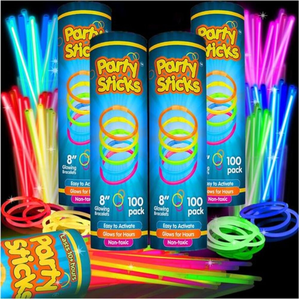PartySticks Glow Sticks Party Supplies 400pk - 8 Inch Glow in The Dark Light Up